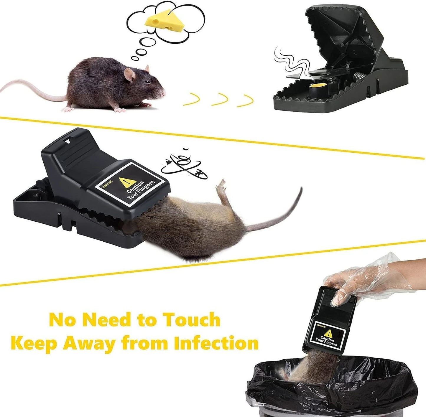 Heavy Duty Mouse Trap – High-Sensitivity Quick Catch Reusable Rat Traps for Home and Indoor Use